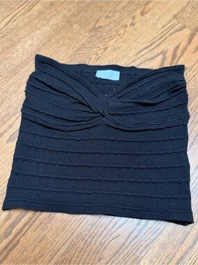 NWT Stile Per Lei Black Twist-Front Knit Tube Top
